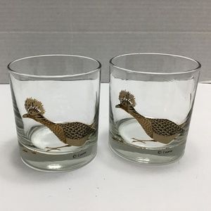Vintage Couroc Road Runner MCM Lowball glasses 2